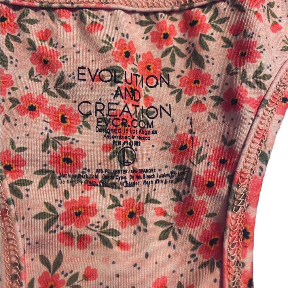 Evolution and Creation pink floral compression athletic cropped tank